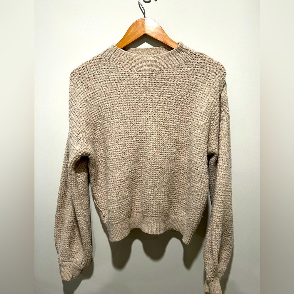 BALLOON SLEEVE CREW NECK SWEATER